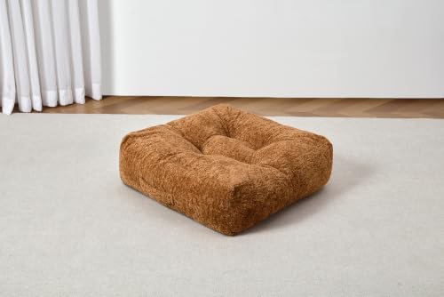 Floor Cushion Pillow, Portable Large | Meditation Adult Sitting Pillow with Handle for Tatami, Living Room & Yoga (1, Square, Brown, 22 x 22 x 6 inches) - color: Square, Brown