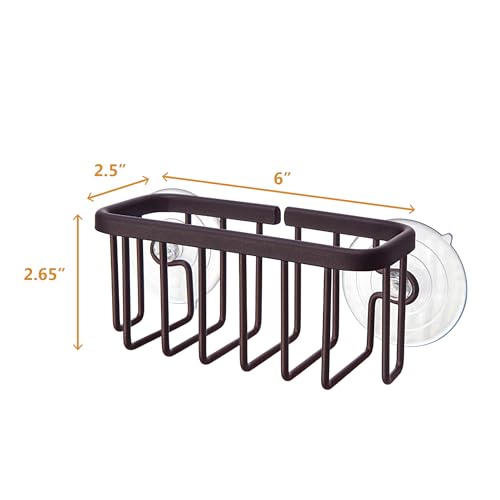 SunnyPoint NeverRust Kitchen & Bathroom Sink Caddy for Sponges, Scrubbers, Soap, 6" x 2.5" x 2.65", with Adhesive Mount - Additional Suction Cup Included –Aluminum (Oil Bronze, NOT Black) - color: Oil Bronze