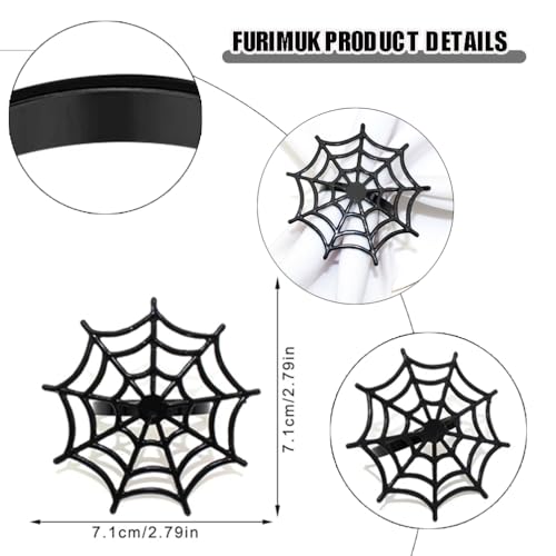 6Pcs Halloween Spider Web Napkin Rings Metal Spooky Napkin Holder Napkin Buckle Serviette Buckle Party Supplies for Halloween Dinning Table Costume