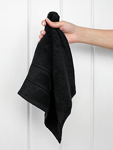 American Soft Linen 100% Cotton Luxury Turkish Towels, 4 PC Washcloth Set | Soft Absorbent Quick Dry OEKO Tex Standard 100 Certificated Durable Machine Washable Premium Hotel Quality - color: Black, size: 13"x13"