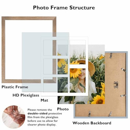 JCJMY 11x14 Collage Picture Frame with Mat, Display 5 Pcs 4x6 Photos or 11x14 Picture, Five Opening 4x6 Picture Frame Collage for Wall Hanging, Lightweight 4 x 6 Multi Photo Frame, Rustic Brown - color: Rustic Brown