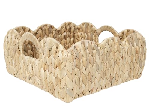Boston International Square Woven Baskets Decorative Storage Tray Set, 2 Sizes, Water Hyacinth