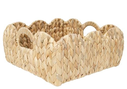 Boston International Square Woven Baskets Decorative Storage Tray Set, 2 Sizes, Water Hyacinth