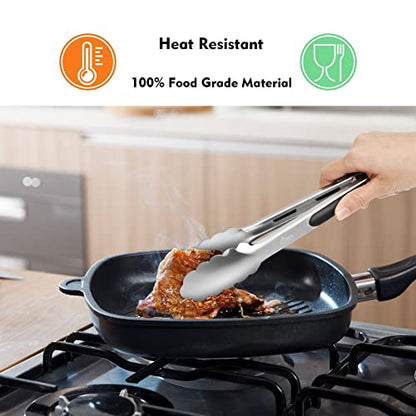 Hotec Silicone Spatula Turner and Stainless Steel Tongs for Cooking