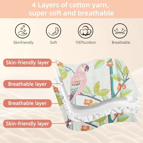 Boho Throw Blanket for Couch Bed, 100% Cotton Soft Rustic Quilt 60''x 80'', Super Soft Bohemian Decor Reversible Sofa Bed Chair Blanket Cover for All Seasons(Floral Bird)