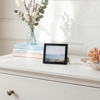 Americanflat 3x4 Picture Frame - Slim Molding - Black | Wall or tabletop display with included easel, secure turn-tab backing, fits photos, posters and art - color: Black, size: 3x4