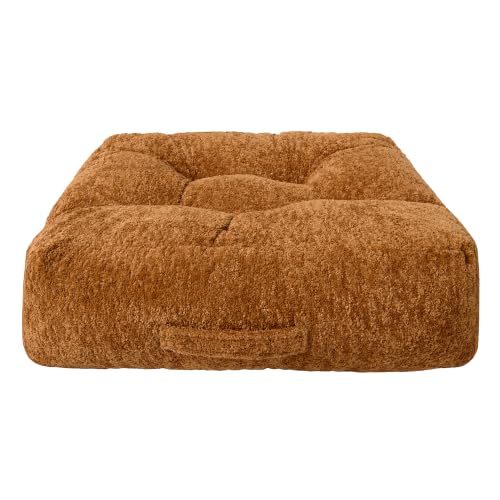 Floor Cushion Pillow, Portable Large | Meditation Adult Sitting Pillow with Handle for Tatami, Living Room & Yoga (1, Square, Brown, 22 x 22 x 6 inches) - color: Square, Brown
