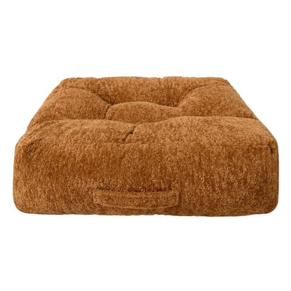 Floor Cushion Pillow, Portable Large | Meditation Adult Sitting Pillow with Handle for Tatami, Living Room & Yoga (1, Square, Brown, 22 x 22 x 6 inches) - color: Square, Brown