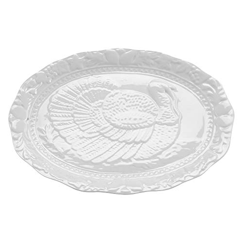 HIC Kitchen Turkey Embossed Serving Platter, Fine Porcelain, Oversized