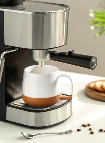 Teocera Ceramic Coffee Mug Set of 4-12 oz Coffee Mugs with Large Handles for Hot or Cold Drinks Like Latte, Cocoa, Tea or Juice - Smooth Ceramic, Dishwasher Safe, Beige - color: Beige