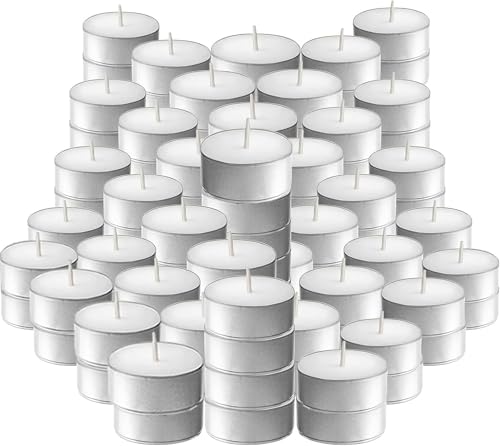 100 Pack 4 Hour Long time Burning,Unscented Tea Lights Candles,White, Smokeless, Dripless,for Weddings, Home, Pool,Shabbat - color: White