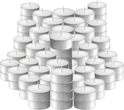 100 Pack 4 Hour Long time Burning,Unscented Tea Lights Candles,White, Smokeless, Dripless,for Weddings, Home, Pool,Shabbat - color: White