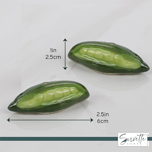 Novelty Ceramic Vegetable Salt and Pepper Shakers Set - Green Peas - color: Green Pea