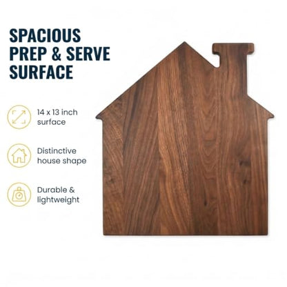 House Shaped Cutting Board | 13" x 14" Acacia Finish Board | Kitchen Prep and Serving Board | Gift Box Included - color: Acacia, style: House