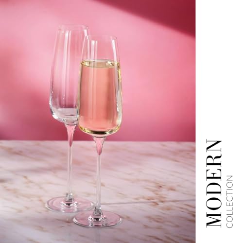 KROSNO Champagne Flutes Set of 4, 8.5 oz, Modern Collection | Drinking Glasses, Led-Free Crystal Glasses for Prosecco Sparkling Wine, Wedding Champagne Flutes, Dishwasher Safe - size: 7.4 fl oz (Set of 4)