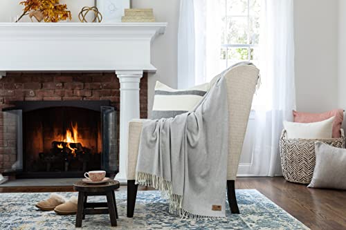 Lands Downunder Charcoal Italian Herringbone Throw - Cotton Blend - 51"x67" - color: Charcoal