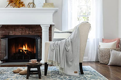 Lands Downunder Charcoal Italian Herringbone Throw - Cotton Blend - 51"x67" - color: Charcoal