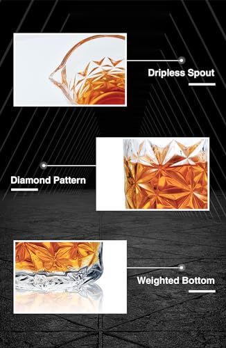 KITESSENSU Cocktail Mmixing Glass 24oz 710ml, Crystal Bartender Accessories | Glass Beaker to Mix & Stir Cocktails, Thick and Sturdy Bottom, Premium Seamless Design, Lead-Free Crystal, Diamond-Cut design - size: 24 Ounces