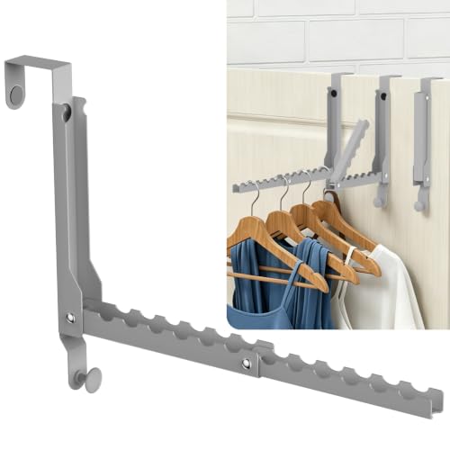 Over The Door Hooks for Clothes Hanger,Foldable Over The Door Clothes Drying Rack Collapsible,Space Saving Drying Rack Clothes for Dorm Laundry Room Bathroom Closets - color: Grey-1(m4)