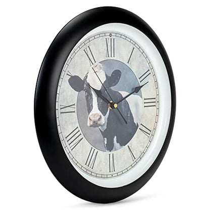Mark Feldstein & Associates Cow Farmhouse Collection Vintage Natural Brown 13 inch Sound Wall Clock