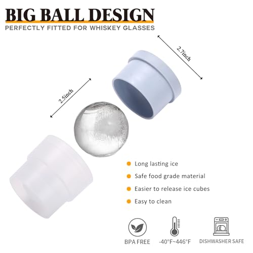 Crystal Whiskey Decanter Set In Gift Box - Includes 4 Crystal Whiskey Glasses and 4 Big Ice Ball Molds - Unique Whiskey Gift for Men