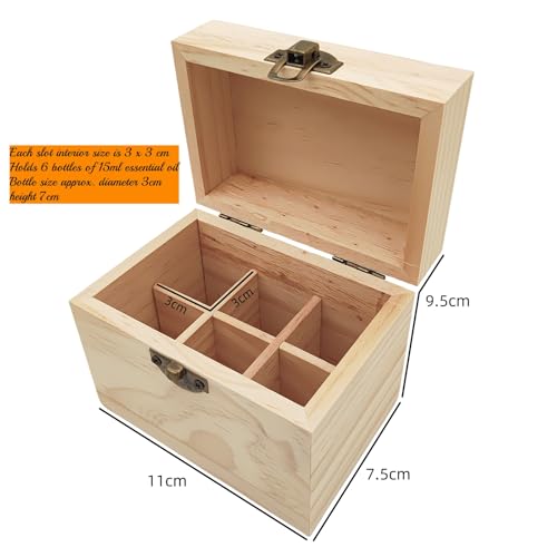 Anktily Unfinished Wooden Storage Organizer Box with Lid, Unpainted Wood Case Box for Small Keepsakes, Jewellery, Tea Bag Holder Case (6 Grids) - style: 6 Grids
