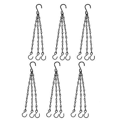OUKEYI 6 Pcs Hanging Chain, Heavy Duty 15.7 Inch Hanging Flower Basket Galvanized Replacement Chain -3Point Garden Plant Hanger for Outdoor Bird Feeders, Planters and Lanterns (Black) ¡­