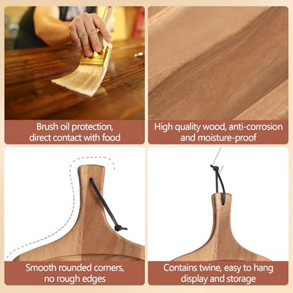 Acacia Wood Cutting Board with Handle, Kitchen Decor, 17.7" X 9.8" | Wooden Chopping Board for Meat, Cheese Board, Vegetables, Bread, Decorative Charcuterie Board - size: 17.7"L x 9.8"W