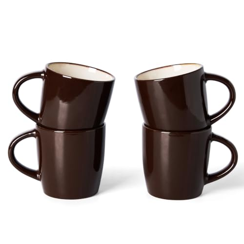 famiware Coffee Mugs Set of 4, Milkyway 13 oz Ceramic Cup Set with Handle | Stoneware Mug Set for Tea, Coffee, Latte, Cappuccino, Cocoa, Microwave and Dishwasher Safe, Light Khaki & Cocoa - color: Milkyway-Light Khaki & Cocoa, size: 4 Count (Pack of 1)