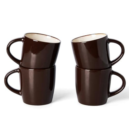 famiware Coffee Mugs Set of 4, Milkyway 13 oz Ceramic Cup Set with Handle | Stoneware Mug Set for Tea, Coffee, Latte, Cappuccino, Cocoa, Microwave and Dishwasher Safe, Light Khaki & Cocoa - color: Milkyway-Light Khaki & Cocoa, size: 4 Count (Pack of 1)