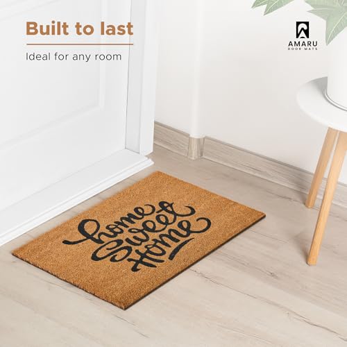 Coir Welcome Mat, Non-Slip, Sweet Home, 17 x 29 in | 100% Natural Coir, Anti-Shedding, Durable PVC Backing, Traps Dirt and Mud, Indoor and Outdoor Entryway, Easy to Clean - color: Sweet Home