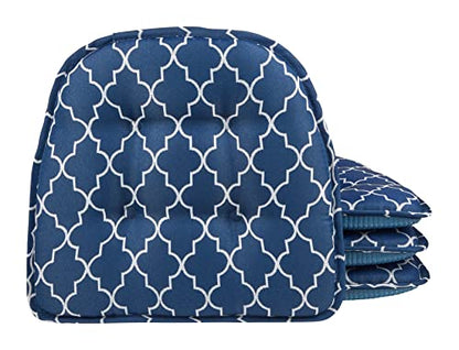 Klear Vu Omega Non-Slip Chair Cushions, Assembled in USA, U-Shaped Skid-Proof Seat Pads for Dining Room, Kitchen, Office, 15"x16" 4 Pack Geo Blue 4 Count - color: Geo Blue, size: 4 Pack