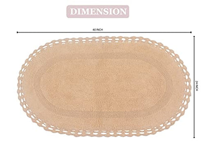 Home Weavers Hampton Crochet Reversible Bathmat 100% Cotton Bathroom Rugs Set, Washable Rug, Extra Soft and Absorbent Bath Rug, Kitchen Mat, Bath Mat Set, Mat Non Slip, 24"x40" Rectangle, Linen - color: Linen, size: 2' x 3'4" (Oval)