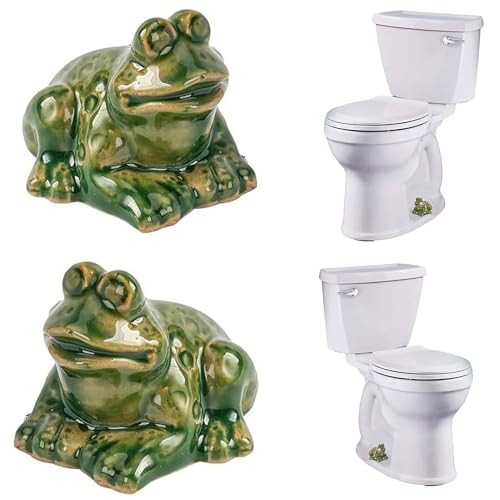 WANSHUNLMI Frog Toilet Floor Bolt Covers, Ceramic Frog Toilet Bolt Caps Cute Bathroom Decor, Fun Animals Themed Gadgets Easy Installation (Green, frog) - color: Green, frog