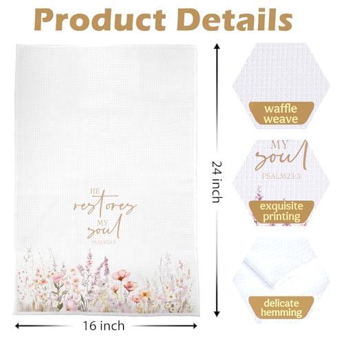 Wildflower Christian Kitchen Towels - Christian Decorative Dish Towels, Bible Verse Religious Gifts Hand Towel, Christ Flower Tea Towel, 16x24 Inch - color: Christian -02