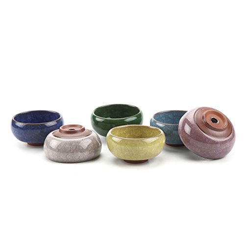 T4U 2.5 Inch Small Ceramic Succulent Planter Pot with Drainage Hole Set of 6, Ice Crack Glaze Plant Container for Cactus, Gardening Plant Gifts for Women Mom Aunt Home Office Decor | Cactus planters set, indoor herb garden, bonsai tree starter, tabletop c