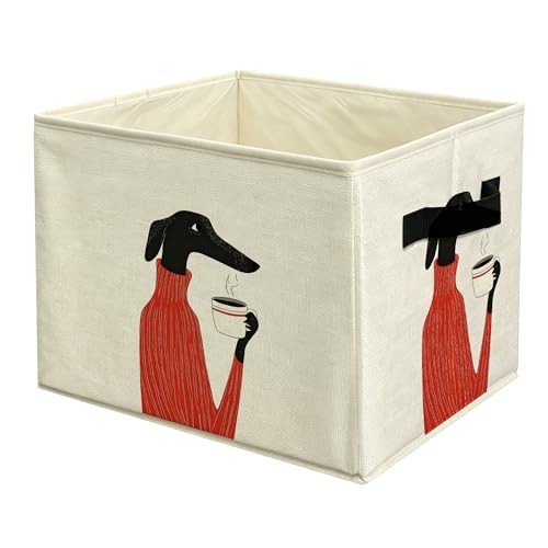 Funny Italian Greyhound Coffee Storage Basket Bin with Handles, Whimsical Greyhound Dog Collapsible Fabric Storage Organizer for Home Cafe Bar Table, Gifts for Coffee Lovers - color: colour 20