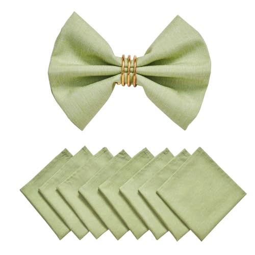Mint Green 17x17 Polyester Linen Farmhouse Cloth Napkins Set of 8 | Waterproof, Stain Resistant, Shrink Proof, Washable, fabric, Outdoor, Reusable, Dining, Wedding, Kitchen, Party, Birthday - color: Mint Green