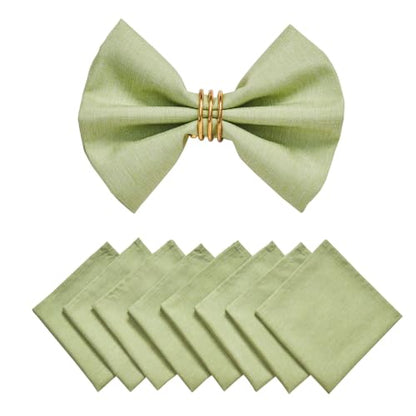 Mint Green 17x17 Polyester Linen Farmhouse Cloth Napkins Set of 8 | Waterproof, Stain Resistant, Shrink Proof, Washable, fabric, Outdoor, Reusable, Dining, Wedding, Kitchen, Party, Birthday - color: Mint Green