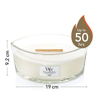 WoodWick Ellipse Scented Candle, Linen, 16oz | Up to 50 Hours Burn Time