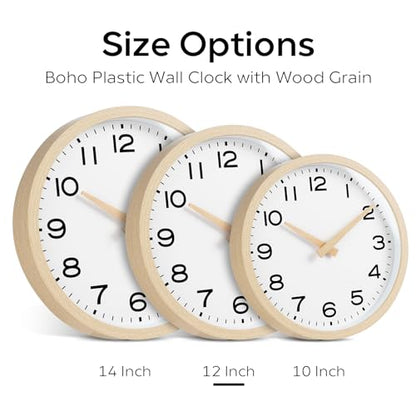 AKCISOT 12 Inch Wall Clock, Silent Battery Operated Analog Clock, Natural | Office | Kitchen | Living Room | Classroom | Easy-to-read Numbers - color: D_natural, size: 12 Inch
