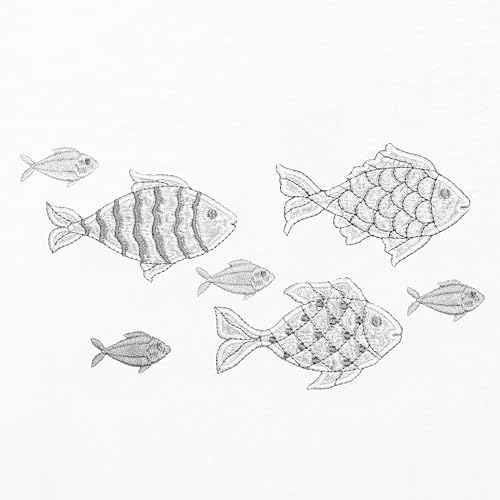 Treasure 4-Piece Premium Towel Set, Sparkling Applique Fish, Ultra Plush Turkish Cotton, Durable, Perfect for Bathroom, 2 Bath 2 Hand Towels, White - color: White, size: 2 Pcs Bath 2 Pcs Hand Towel