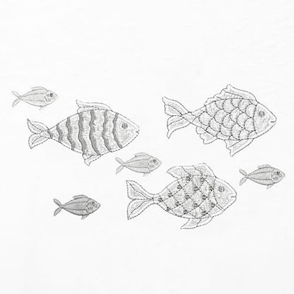 Treasure 4-Piece Premium Towel Set, Sparkling Applique Fish, Ultra Plush Turkish Cotton, Durable, Perfect for Bathroom, 2 Bath 2 Hand Towels, White - color: White, size: 2 Pcs Bath 2 Pcs Hand Towel
