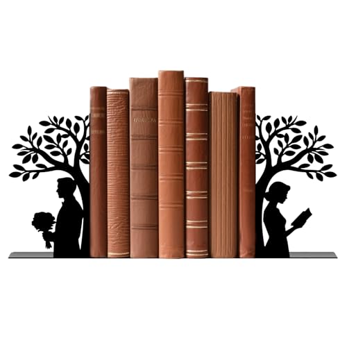 Metal Bookends Tree of Life Book Ends for Shelves | Couple Bookends Decorative Unique Desk Bookend Black Book Stopper for Home Reading Bookshelf Decor Book Lovers Gift - style: Tree of Life