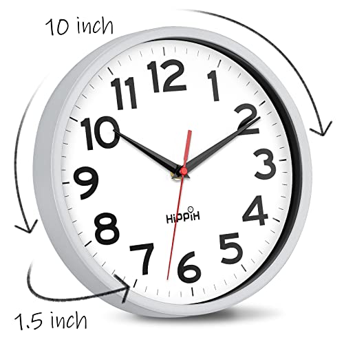 10 Inch Wall Clock, 2Pack Silent Non Ticking Battery Operated Clocks | Silver Analog Clock| Living Room, Office, Classroom, Bedroom, Kitchen, Bathroom| Modern Simple Style| Easy to Read | Accurate - color: Silver, size: 10 inches