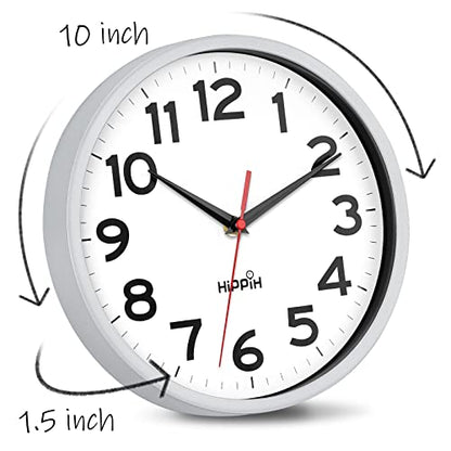 10 Inch Wall Clock, 2Pack Silent Non Ticking Battery Operated Clocks | Silver Analog Clock| Living Room, Office, Classroom, Bedroom, Kitchen, Bathroom| Modern Simple Style| Easy to Read | Accurate - color: Silver, size: 10 inches