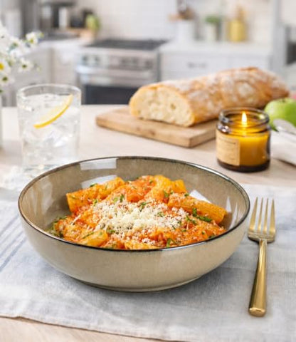 GBhome 8.75'' Large Ceramic Pasta Bowls, 38oz Stoneware Pasta Serving Bowls Set of 4 for Kitchen, Wide Bowls for Fruit,Pasta,Salad,Oatmeal,Meal, Microwave Safe, Reactive Glaze - color: Otameal