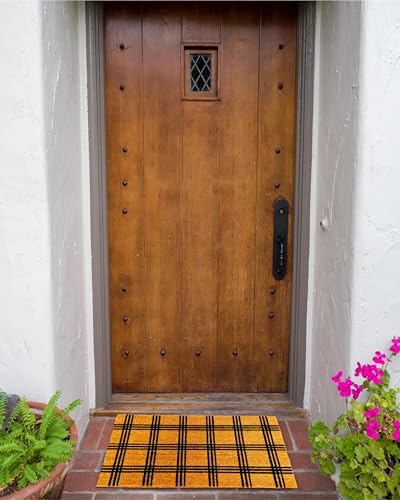 KAF Home - 17" x 30" Coir Doormat - Triple Stripe Grid