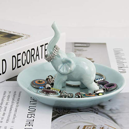 PUDDING CABIN Elephant Gifts for Women Mom, Blue Elephant Ring Holder for Jewelry, Christmas Birthday Gifts for Women Mom Her, Engagement Ring Holder Wedding Gifts - style: Blue Elephant