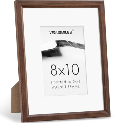 8x10 Picture Frame Natural Solid Walnut Photo Frames with 5x7 Removable Mat Wall Hanging Large Handcrafted Frame with HD Plexiglass Wall and Tabletop Display Large Poster Frame - color: Walnut, size: 8X10,1P